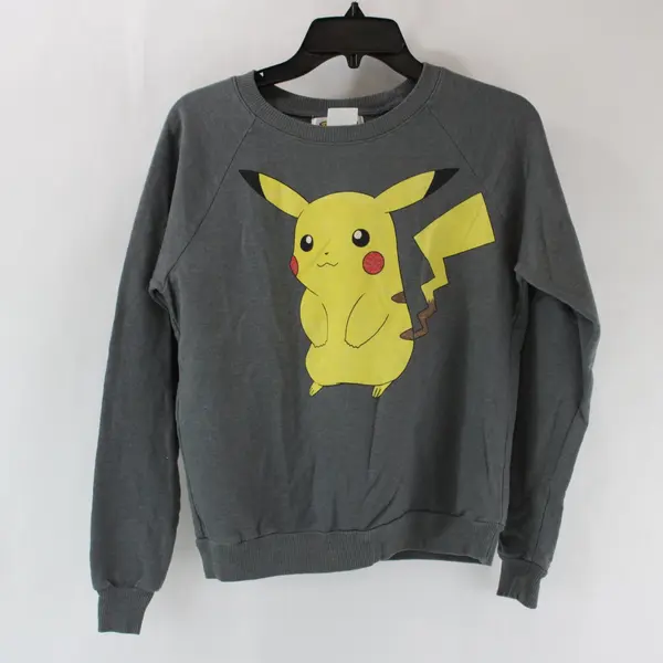 Pokemon Women's Gray Pikachu Front & Back Graphic Sweater Small