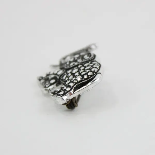 Elephant Trunk-Up Silver-Tone Crystal Accent Brooch Pin, 1"x0.10" 
