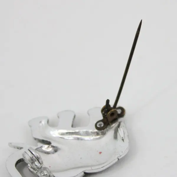 Elephant Trunk-Up Silver-Tone Crystal Accent Brooch Pin, 1"x0.10" 