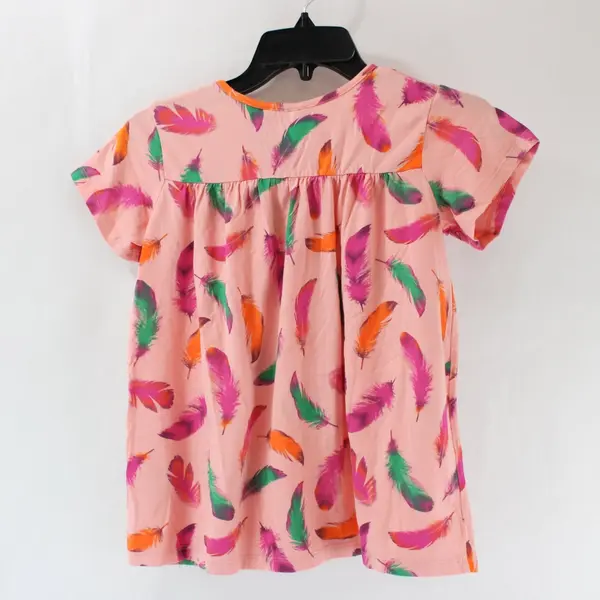 Wrangler Girls Pink Feather Print Tunic T-Shirt Short Sleeve Size L
