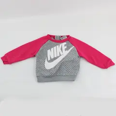 Nike Baby Girls Pink Gray Polka Dot Crewneck Sweater 18M