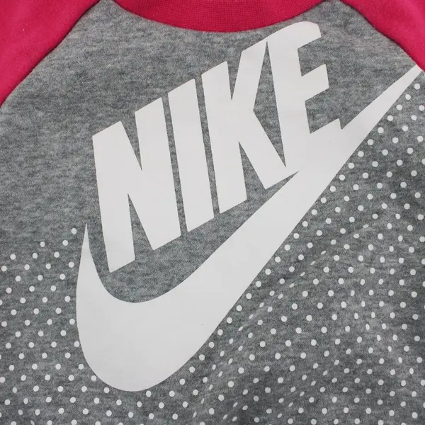 Nike Baby Girls Pink Gray Polka Dot Crewneck Sweater 18M