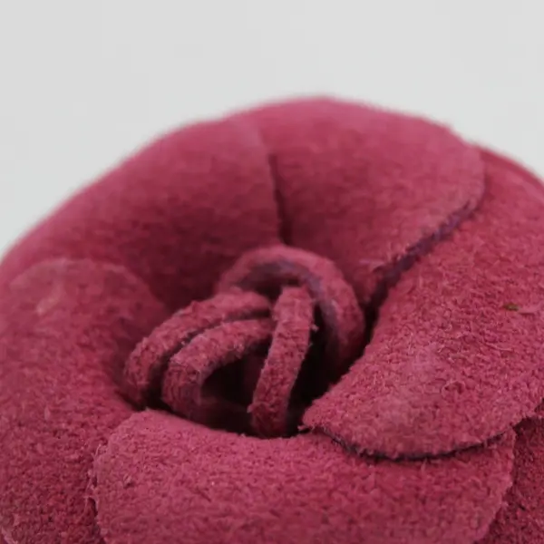 Vintage Handmade Pink Suede Leather Rose Brooch, 2 Inch Round