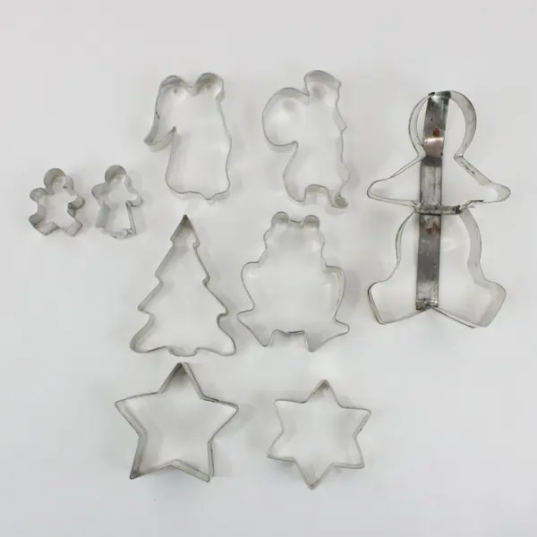 Lot of 9 Rowoco Metal Cookie Cutters, Assorted Shapes/Sizes US Made 