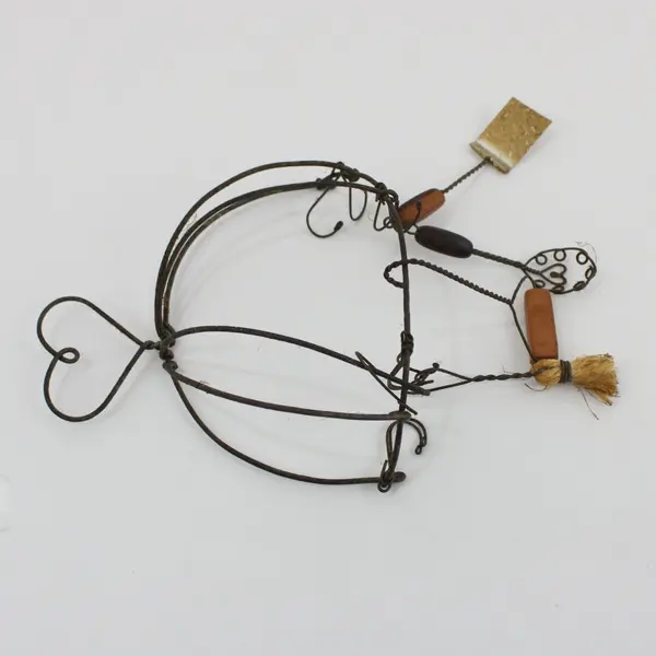 Vintage Miniature Wire Kitchen Utensil Rack Handmade Folk Art, 7.8 in tall. 