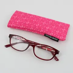 Foster Grant Reading Eye Glasses Burgundy +2.00, Pink Fabric Case Pre-Owned 