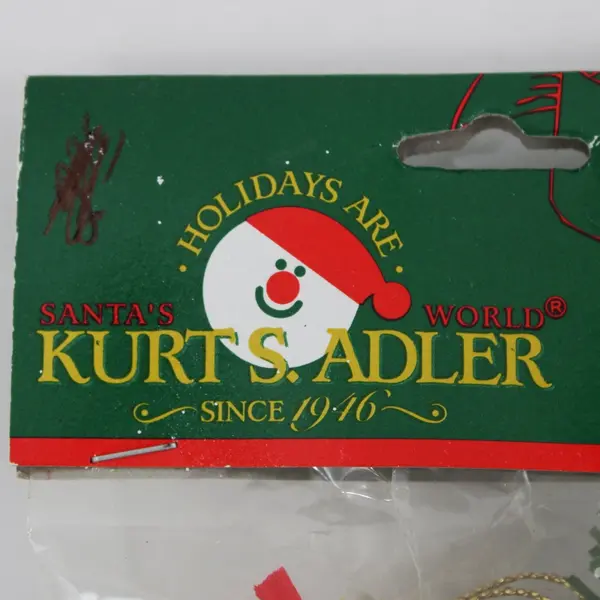 Lot 2 Kurt S. Adler Santa's World Holiday-Themed Ornaments, Boot and Apron, New 