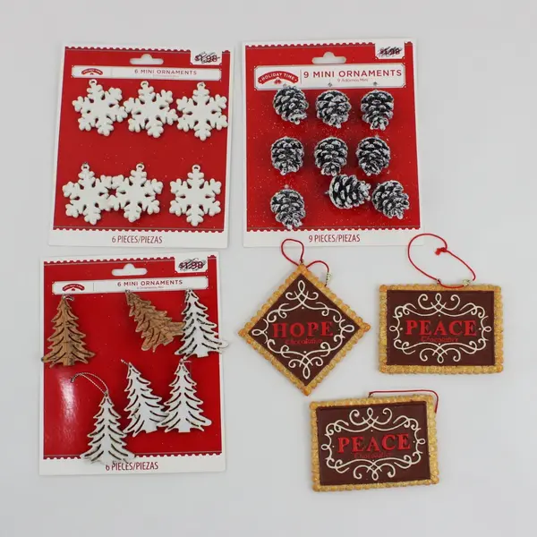 Christmas Ornament Lot 24 Total: 3 Holiday Time Packs + 3 Loose Hope Peace