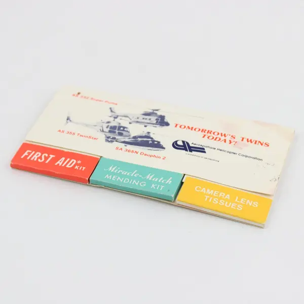 Aérospatiale Helicopter Corporation First Aid Mending Kit Camera Lens Tissues 