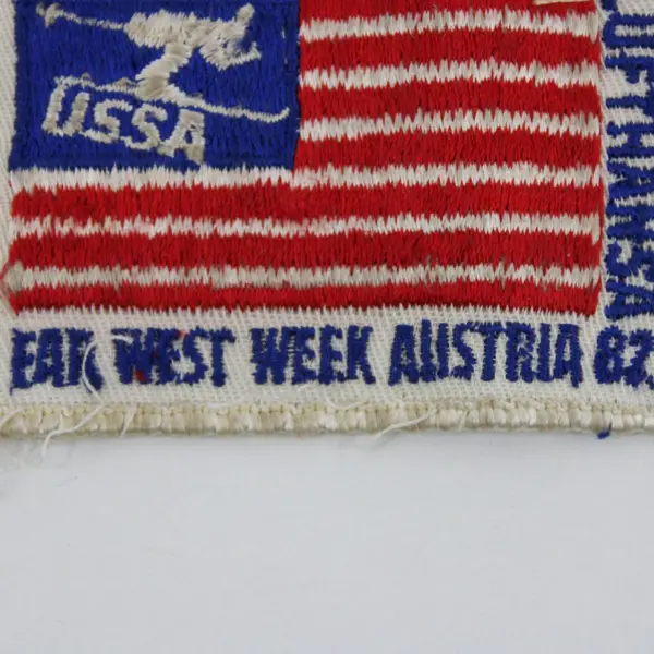 Vintage USSA Far West Ski Patch Austria 1982 Embroidered American Flag