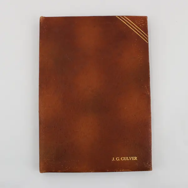 Vintage Brown Leather Portfolio With Notepad Inscribed J.G. Culver 