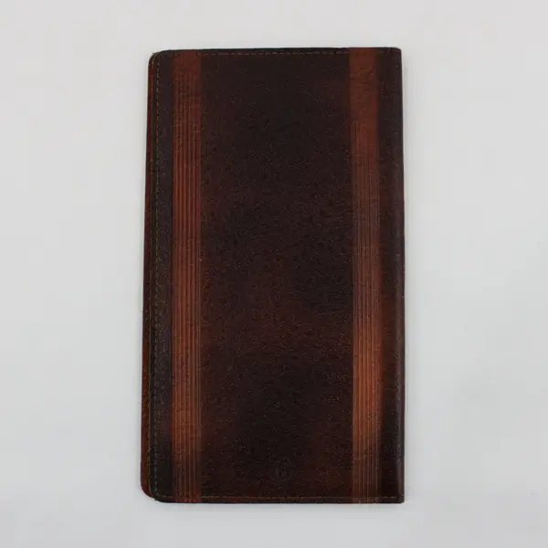 Vintage Brown Textured Leather Billfold Wallet Monogram J.G.C.