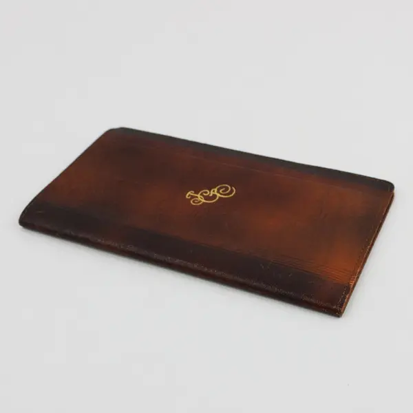Vintage Brown Textured Leather Billfold Wallet Monogram J.G.C.