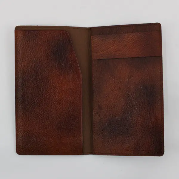 Vintage Brown Textured Leather Billfold Wallet Monogram J.G.C.