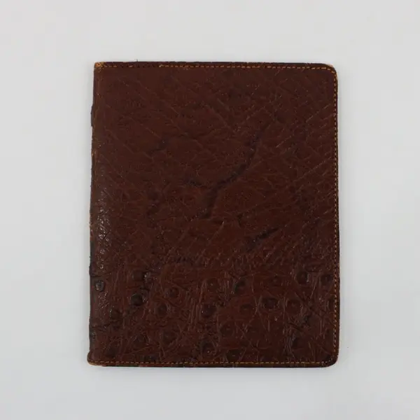 Vintage Brown Ostrich Leather Bifold Wallet Billfold