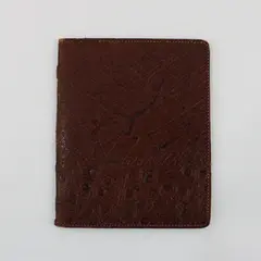 Vintage Brown Ostrich Leather Bifold Wallet Billfold