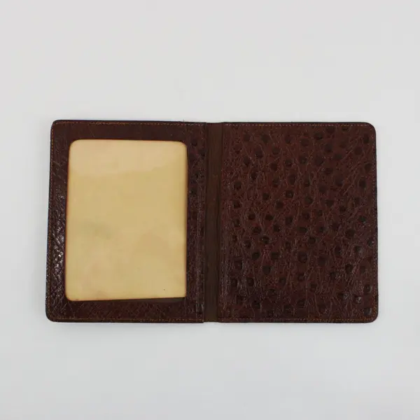 Vintage Brown Ostrich Leather Bifold Wallet Billfold