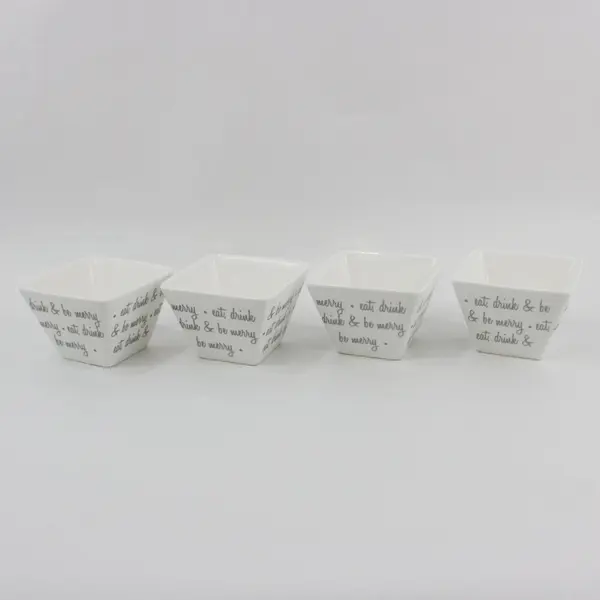 Lot of 4 Ciroa Eat Drink & Be Merry Holiday Porcelain Bowls