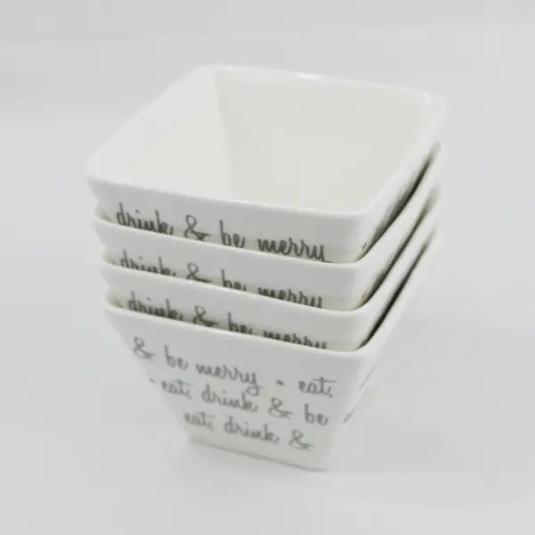 Lot of 4 Ciroa Eat Drink & Be Merry Holiday Porcelain Bowls