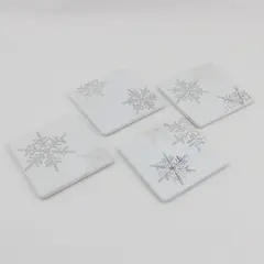 Set of 4 Square Ceramic Snowflake Cork-Back Coasters