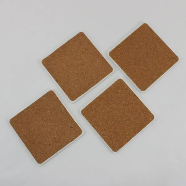 Set of 4 Square Ceramic Snowflake Cork-Back Coasters
