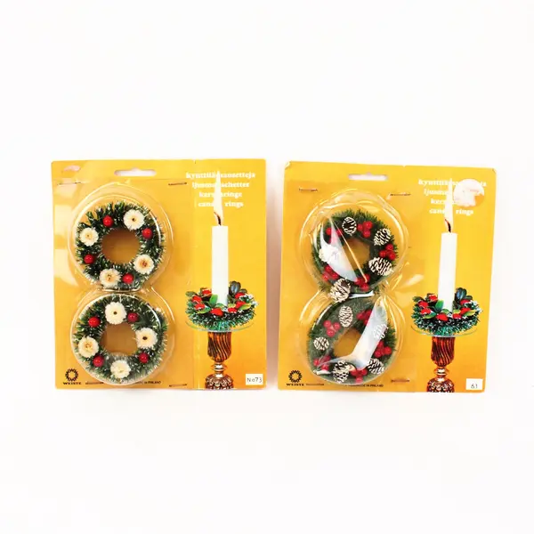 Weiste Christmas Candle Rings Set of 4 Handmade in Finland Pinecones Berries