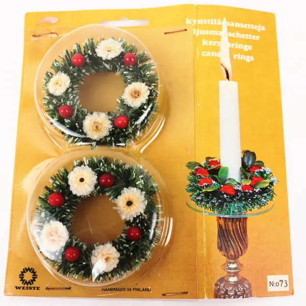 Weiste Christmas Candle Rings Set of 4 Handmade in Finland Pinecones Berries