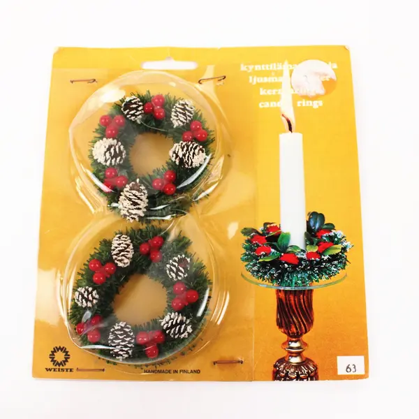 Weiste Christmas Candle Rings Set of 4 Handmade in Finland Pinecones Berries