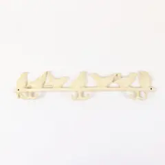 Cast Iron Bird Wall Coat Rack White Decorative Hooks