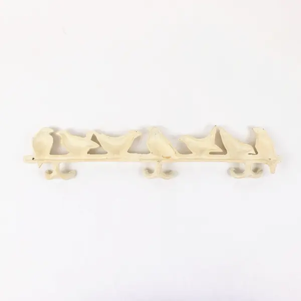 Cast Iron Bird Wall Coat Rack White Decorative Hooks