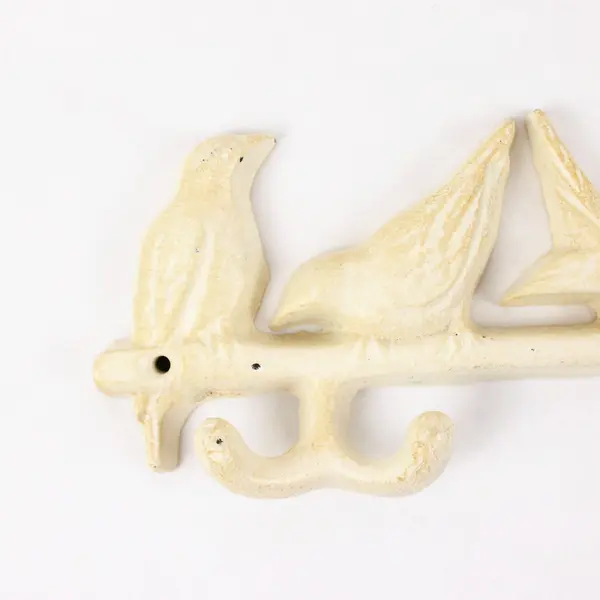 Cast Iron Bird Wall Coat Rack White Decorative Hooks