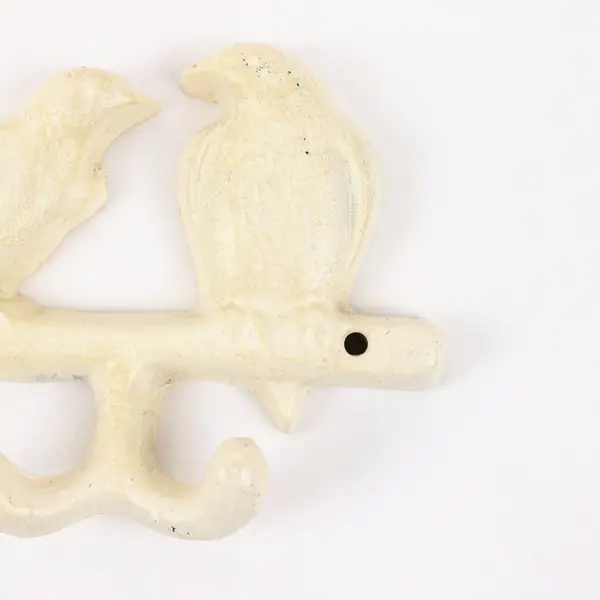 Cast Iron Bird Wall Coat Rack White Decorative Hooks