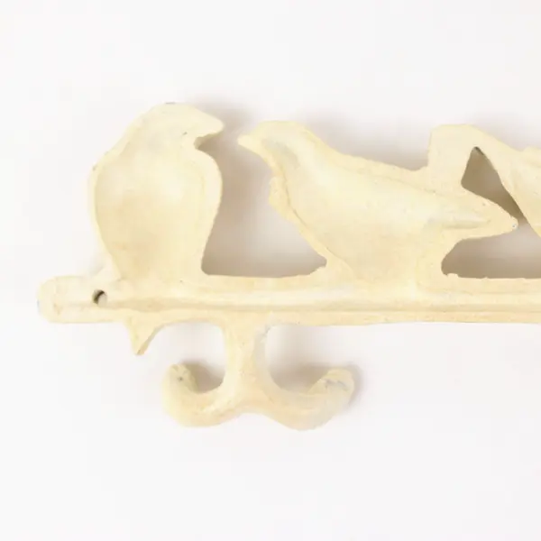 Cast Iron Bird Wall Coat Rack White Decorative Hooks