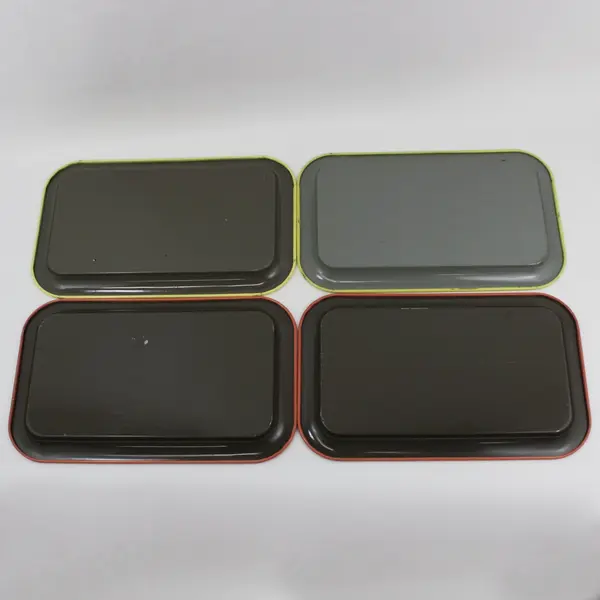 Set of 4 Autumn Oak Leaf And Acorn Aluminum Metal Serving Trays 14 x 9 Inch