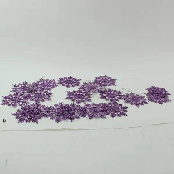 Set of 18 Purple Glitter Snowflake Christmas Tree Ornaments