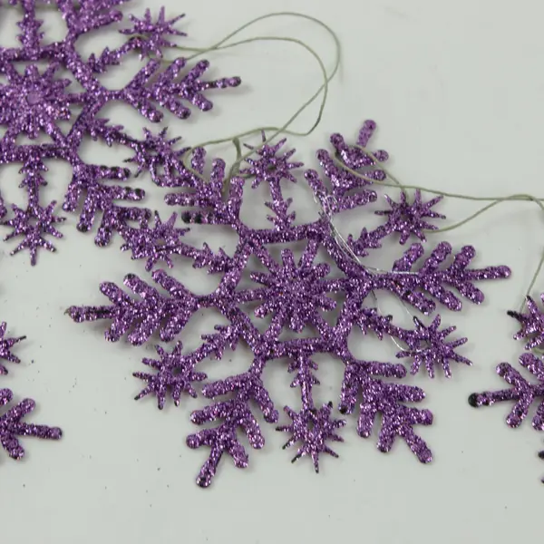 Set of 18 Purple Glitter Snowflake Christmas Tree Ornaments