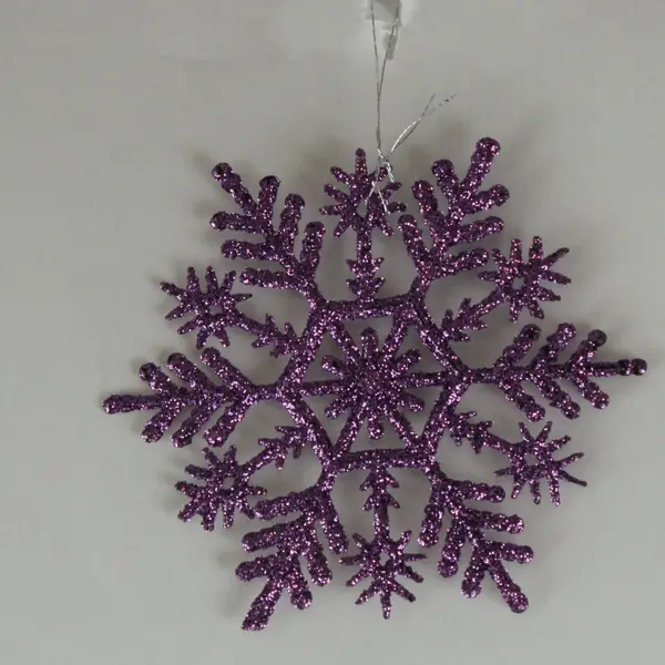Set of 18 Purple Glitter Snowflake Christmas Tree Ornaments