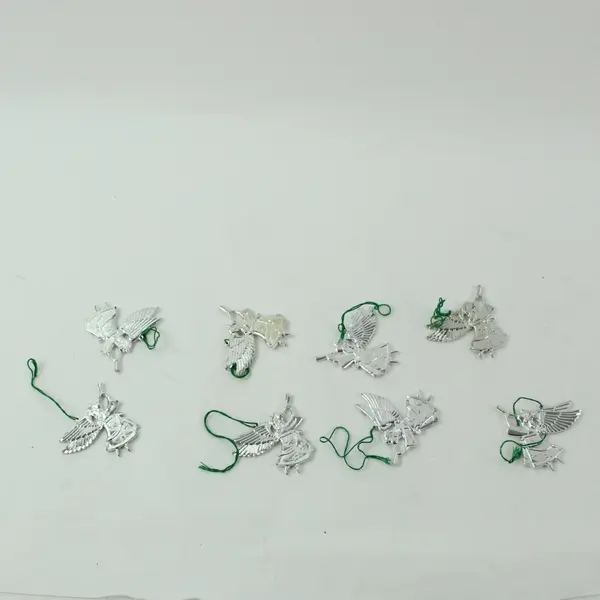 Lot of 9 Silver-Tone Plastic St Michael Angel Ornaments