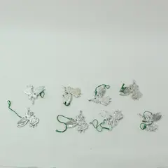 Lot of 9 Silver-Tone Plastic St Michael Angel Ornaments