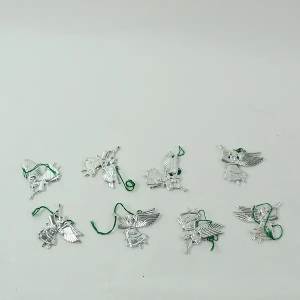 Lot of 9 Silver-Tone Plastic St Michael Angel Ornaments