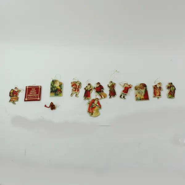 Lot of 13 Decorative Christmas Ornaments Assorted Die Cut Shapes