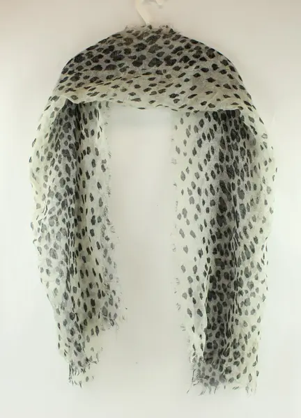 Women's Leopard Print Scarf Black White Gray Lightweight Fringed
