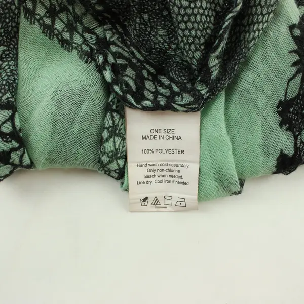 Mint Green Black Lace Print Infinity Scarf Wrap Women's Lightweight