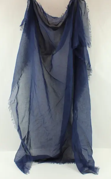 Navy Cotton Scarf Shawl Wrap Fringed Edge