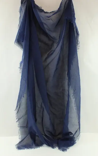 Navy Cotton Scarf Shawl Wrap Fringed Edge