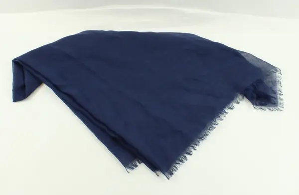Navy Cotton Scarf Shawl Wrap Fringed Edge