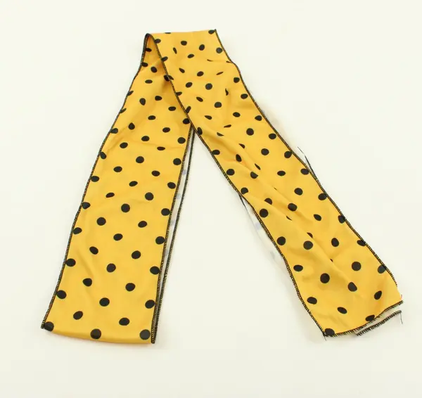 Yellow Black Polka Dot Polyester Scarf 57 in Stitched Edge