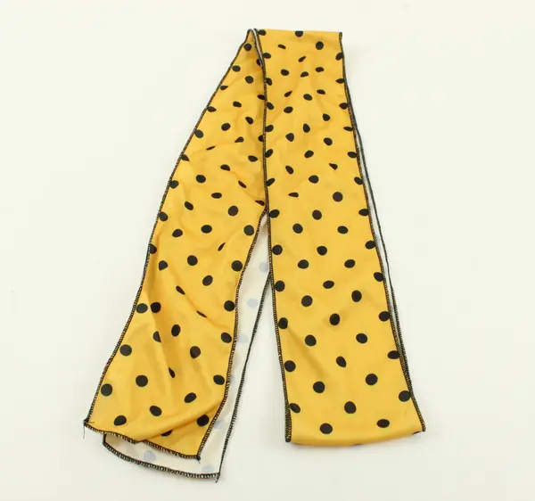 Yellow Black Polka Dot Polyester Scarf 57 in Stitched Edge