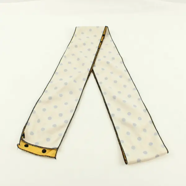 Yellow Black Polka Dot Polyester Scarf 57 in Stitched Edge