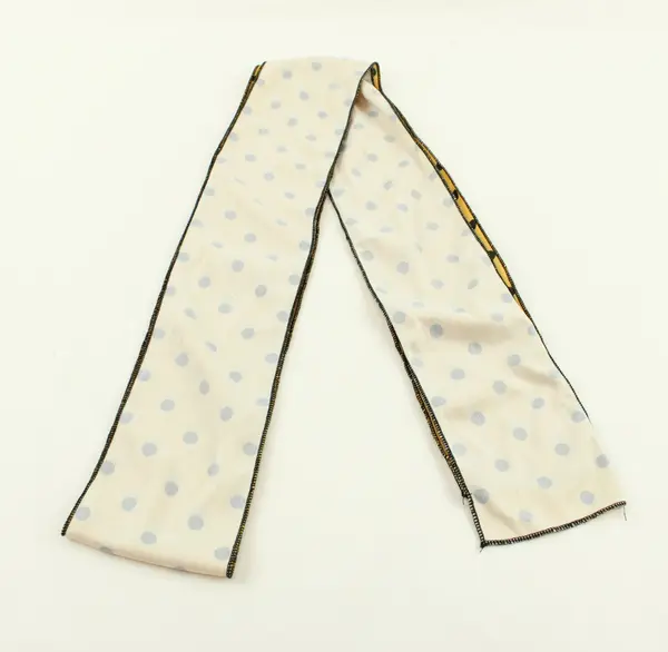 Yellow Black Polka Dot Polyester Scarf 57 in Stitched Edge